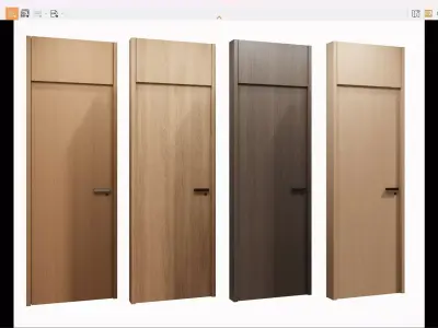 door Modern Wooden Interior Door with Furniture architectural 3D model shop