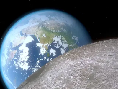 Sci-fi Earth and the Moon 3D model