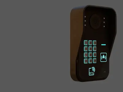 RFID Door Intercom with cam Low-poly 3D model