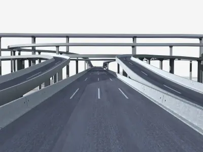 Highway Road Viaduct Flyover 05 3D model