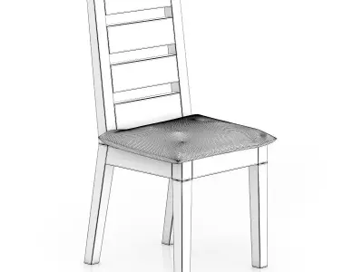 Wooden Chair with Pillow Seat 3D model