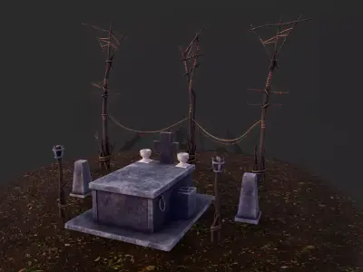 Gameready Graveyard scene Models Low-poly 3D model