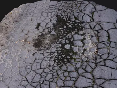 asphalt road cracked debris patch PBR photogrammetry Low-poly 3D model