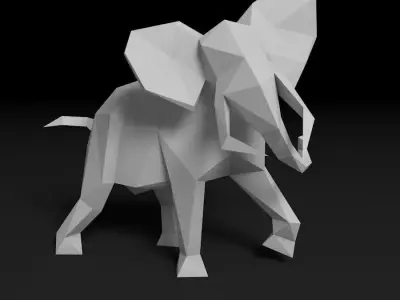 Low poly elephant polygonal 3D print model