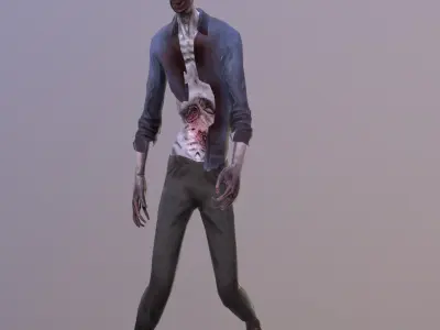 Zombie Low poly with 7 animations Low-poly 3D model