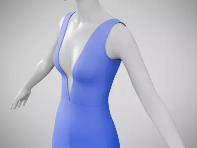 Dress 34 Very Light Blue Low-poly 3D model