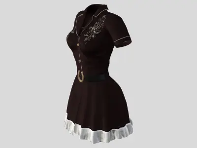 Female Mini Cowgirl Dress Low-poly 3D model