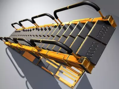 Modular Stairs Collection Orange Painted Metal Low-poly 3D model