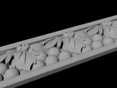 baguette gold ornate border 3D model