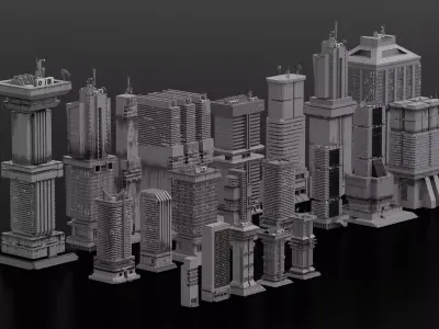 Concrete Brutalism - 3D Building asset 3D model