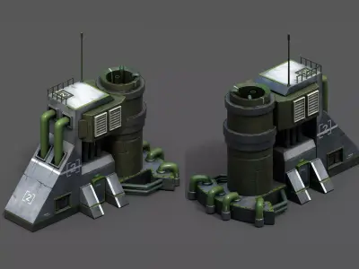 Scifi exterior station building space millitary fantasy combat Low-poly 3D model