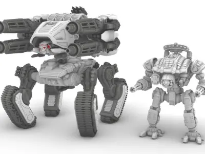 Project Gigante B - 28mm Super Heavy Fire Support Mech 3D print model