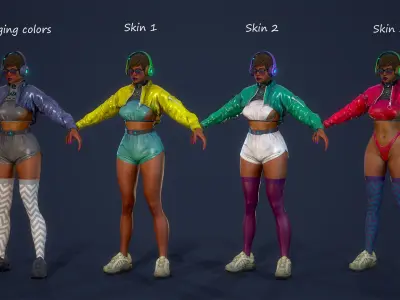 Fighting Girl 2 Low-poly 3D model