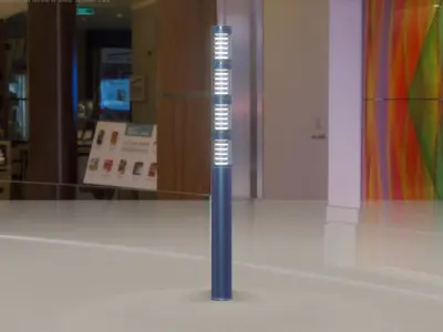 Low-Poly Blue Light Column 15 - Street Light Set-9 Low-poly 3D model