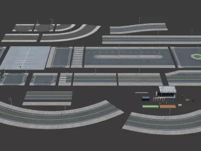 Road Pack - Extended Low-poly 3D model