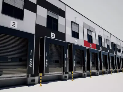  Industrial Warehouse Building Low-poly 3D model