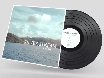 12 inch Vinal Record Silver Stream Low-poly 3D model