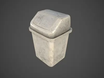 Trash can Low-poly 3D model 6
