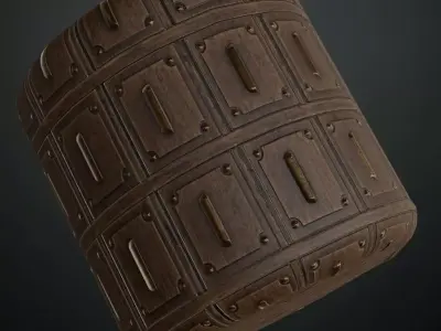 Studded Decorative Wood Panel PBR Texture