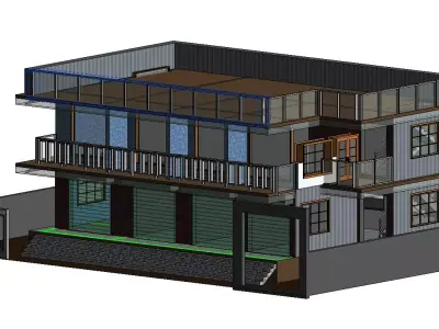 Shop and Residential Plan 3D model
