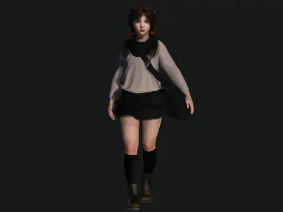 3D REALISTIC HUMANCHARACTER - KOREAN or ASIAN TEENAGE GIRL KIDS Low-poly 3D model
