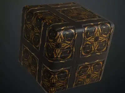 Ornate Gold Inlay Black Wood PBR Seamless Texture