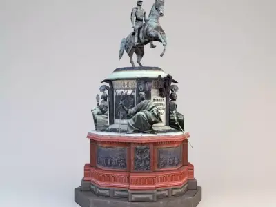 Nicholas 1 statue of man riding horse Low-poly 3D model