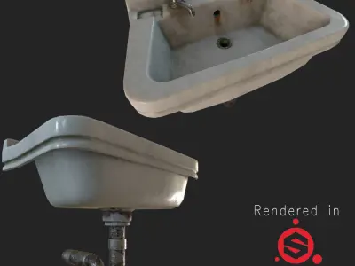 Creepy Public Bathroom Asset Pack Low-poly 3D model