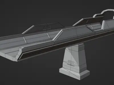 SciFi Bridge Low-poly 3D model
