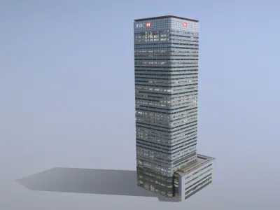 London 8 Canada Square HSBC Low-poly 3D model