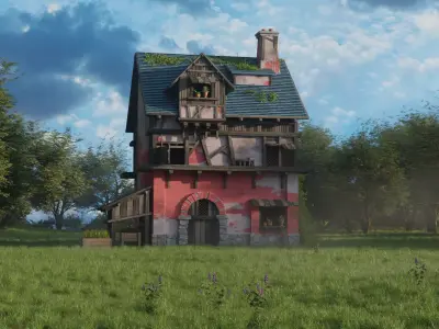 Medieval House Environment Realistic 3D Nature Scene in Blender 3D model