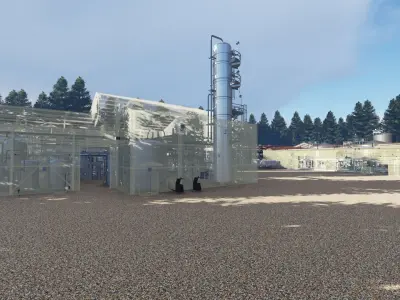 factory oil refinery in middle of forest 3D model