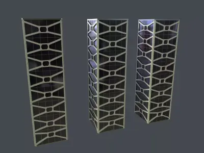 Building solar panel tower Low-poly 3D model