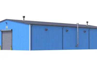 Industrial Building 7 Blue Low-poly 3D model