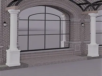 ARCHED WINDOW STOREFRONT FULL HEIGHT 3D model