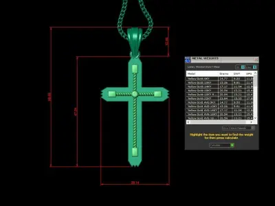 High Cross Pendant Light Gold 18K 4CP081 3D print model