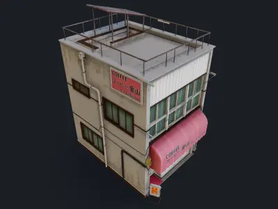 Coffee Shop of Kanayama Low-poly 3D model