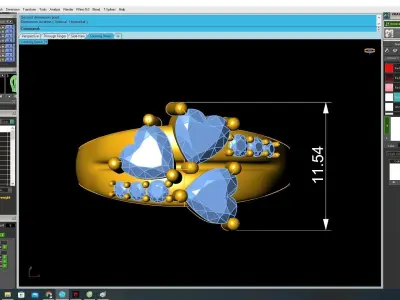 Elegant Three Stone Pear Cut Ring for Women  3431 3D print model