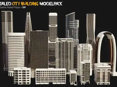 High Detailed Modern City Building Model Pack Low-poly 3D model