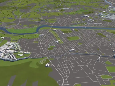 Ulsan South Korea 50x50km 3D model