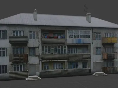 Russian panel house lowpoly Low-poly 3D model