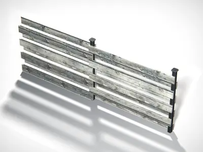 Wooden Planks Fence PBR Low-poly 3D model