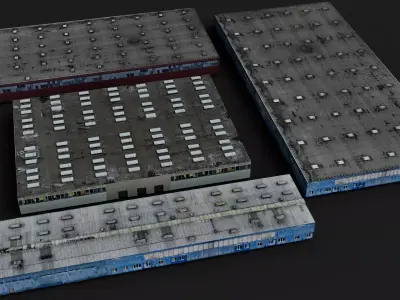 warehouses industrial city buildings pack lowpoly 3d models Low-poly 3D model