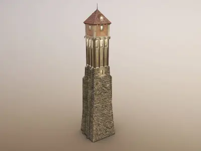 Medieval DRAGON Tower 01 Low-poly 3D model