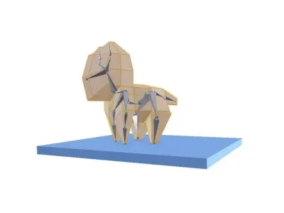 Super low poly COLLECTION wooden sculpture of horse Low-poly 3D model