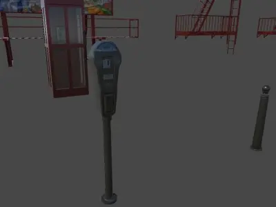 US street props Low-poly 3D model