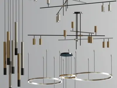 Modern pendant light collection 08 3D model
