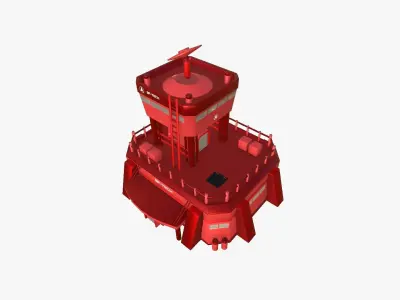 SciFi Facility B05 Red - Sci Fi Exterior Design Low-poly 3D model