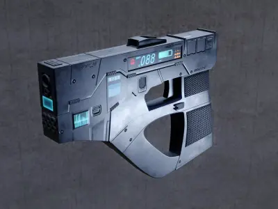 Futuristic scifi cyberpunk gun - pistol 3D model