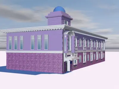 Observatory and Theatre models Low-poly 3D model